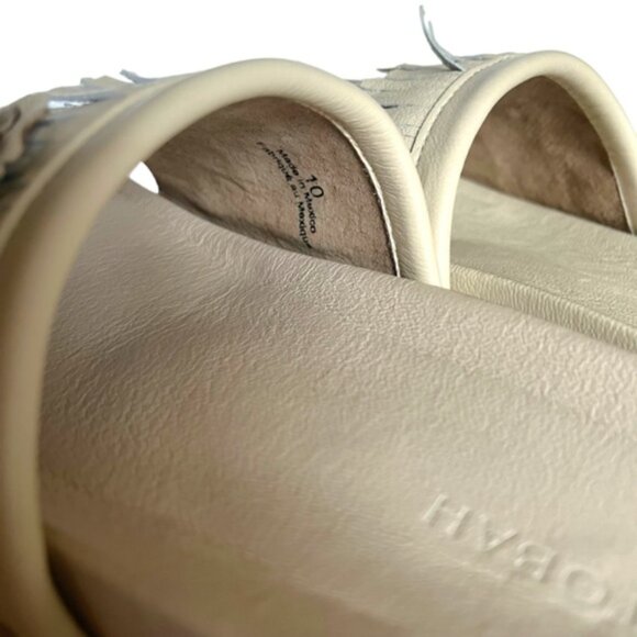 Manitobah Wasaga Fringe Slide US 10 Metallic Cream Turquoise Flower New - Picture 8 of 11